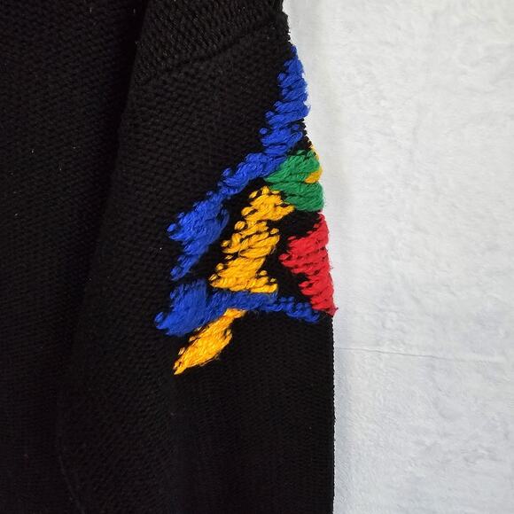 VTG RARE Bold Multicolor Chunky Knit Sz Large Retro Artsy 80s 90s Streetwear - Picture 7 of 12